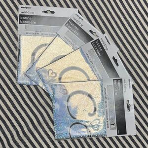 4 Wedding Banners with prism "CONGRATULATIONS" & Hearts